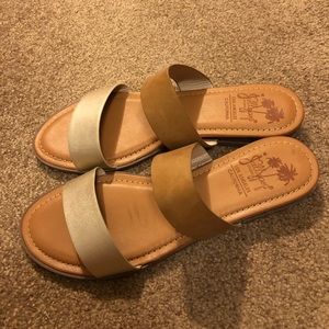 Tan and gold jellypop sandals